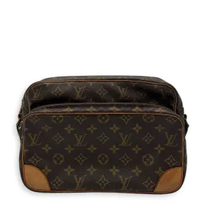 Nile Crossbody Bag Brown in Monogram Coated Canvas, Gold hardware