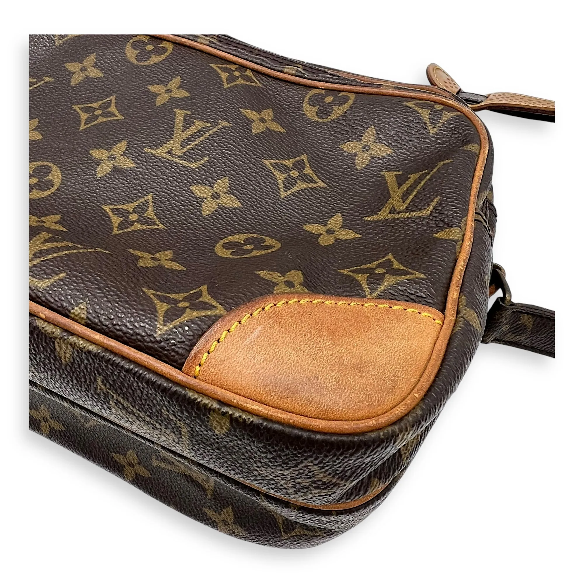 Nile Crossbody Bag Brown in Monogram Coated Canvas, Gold hardware