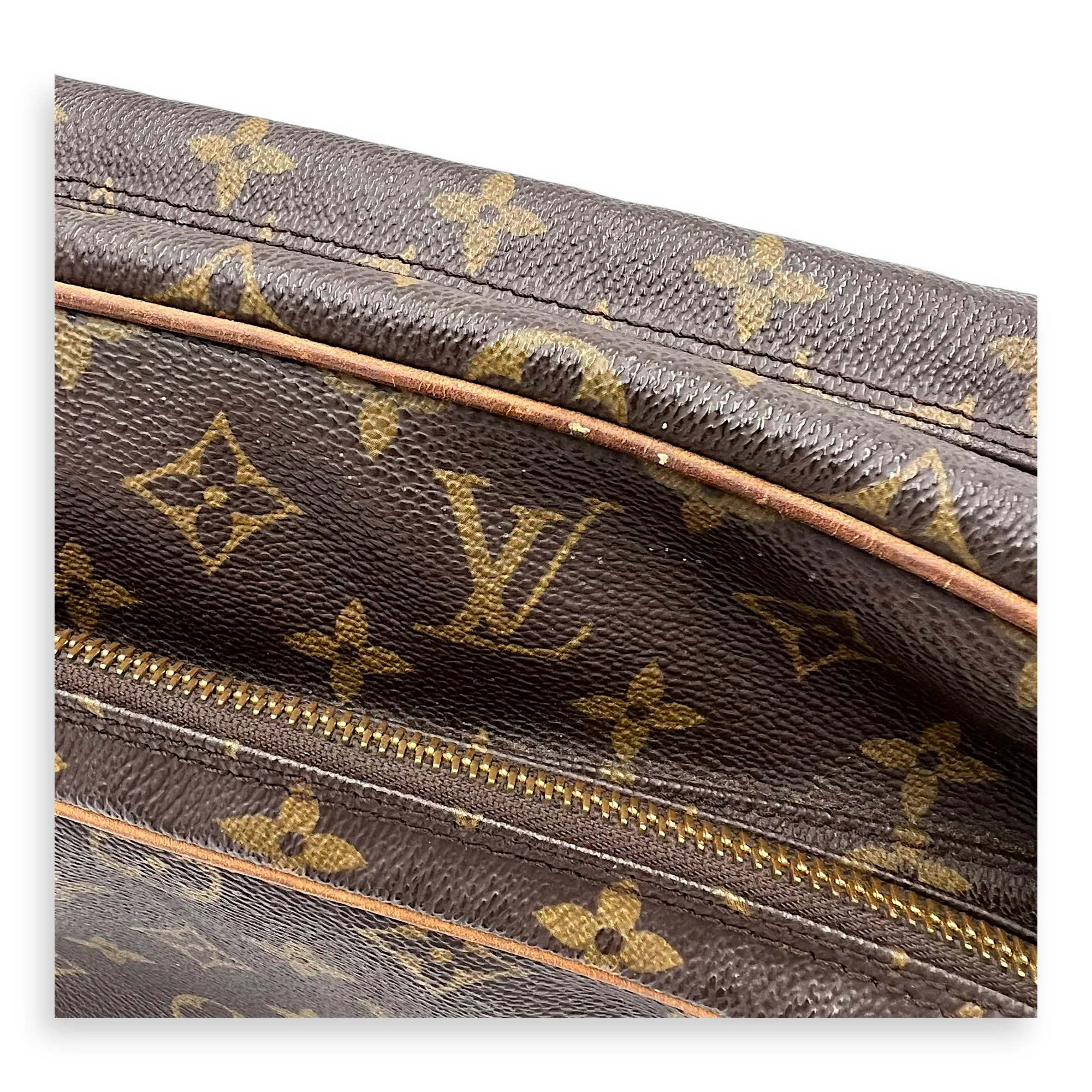 Nile Crossbody Bag Brown in Monogram Coated Canvas, Gold hardware