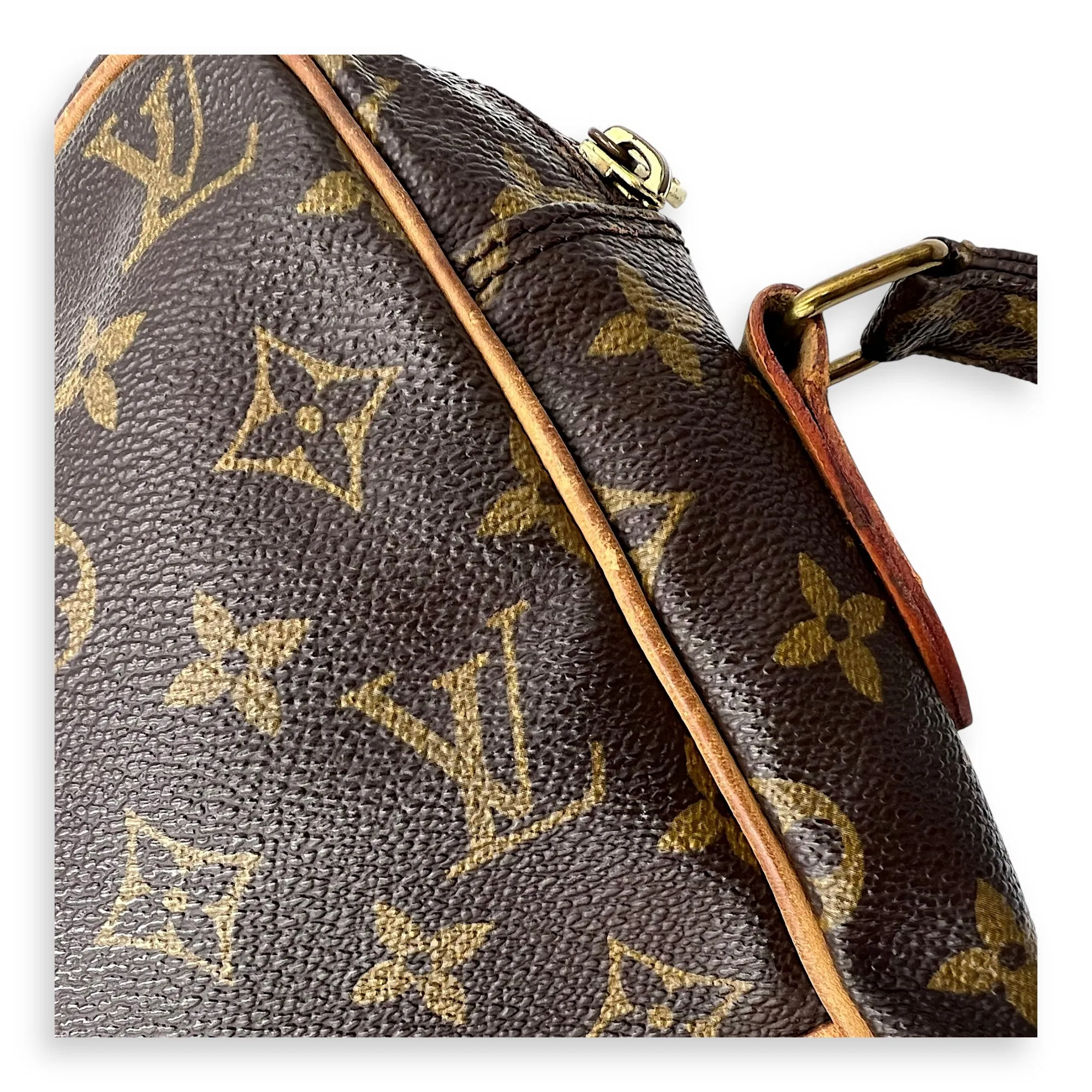 Nile Crossbody Bag Brown in Monogram Coated Canvas, Gold hardware