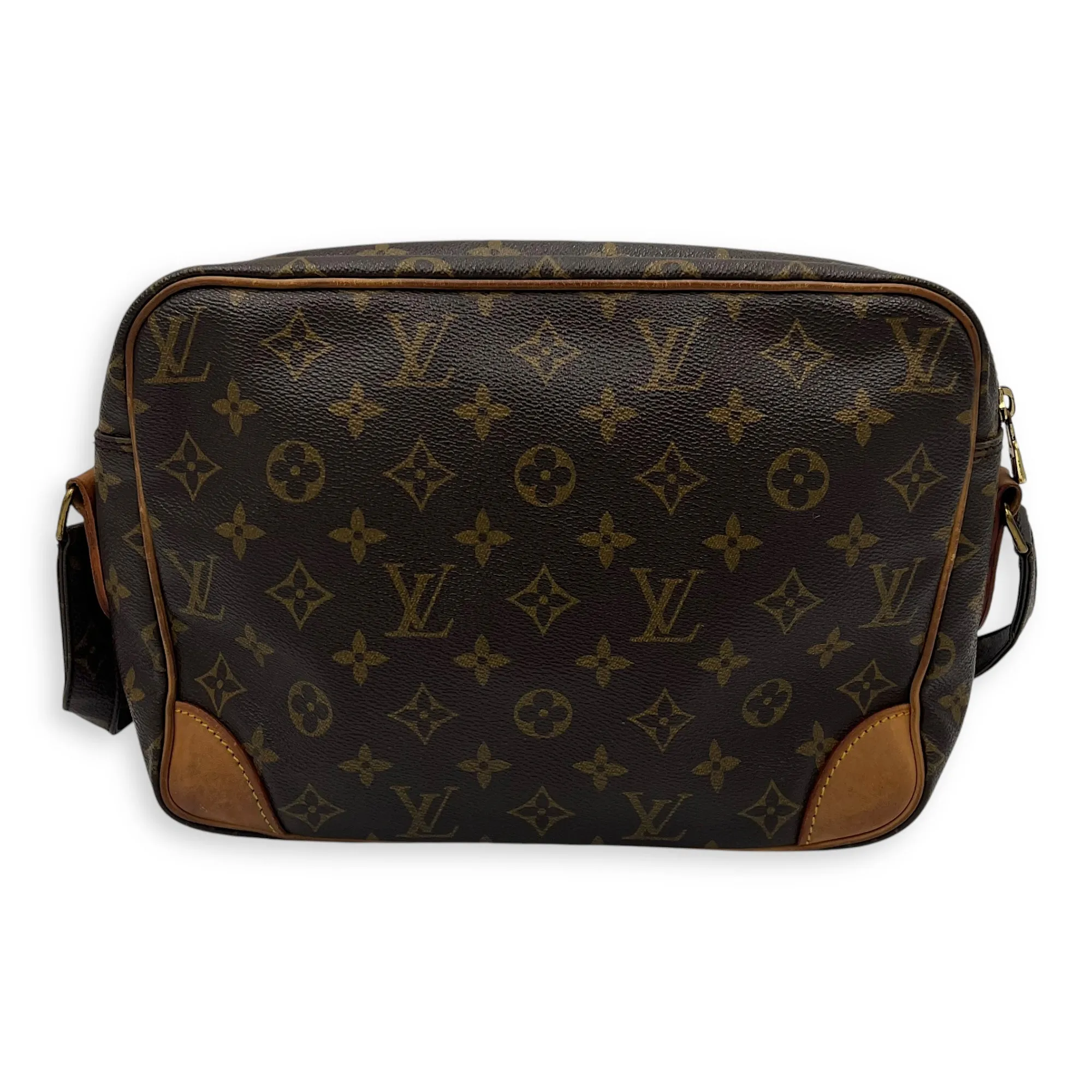 Nile Crossbody Bag Brown in Monogram Coated Canvas, Gold hardware