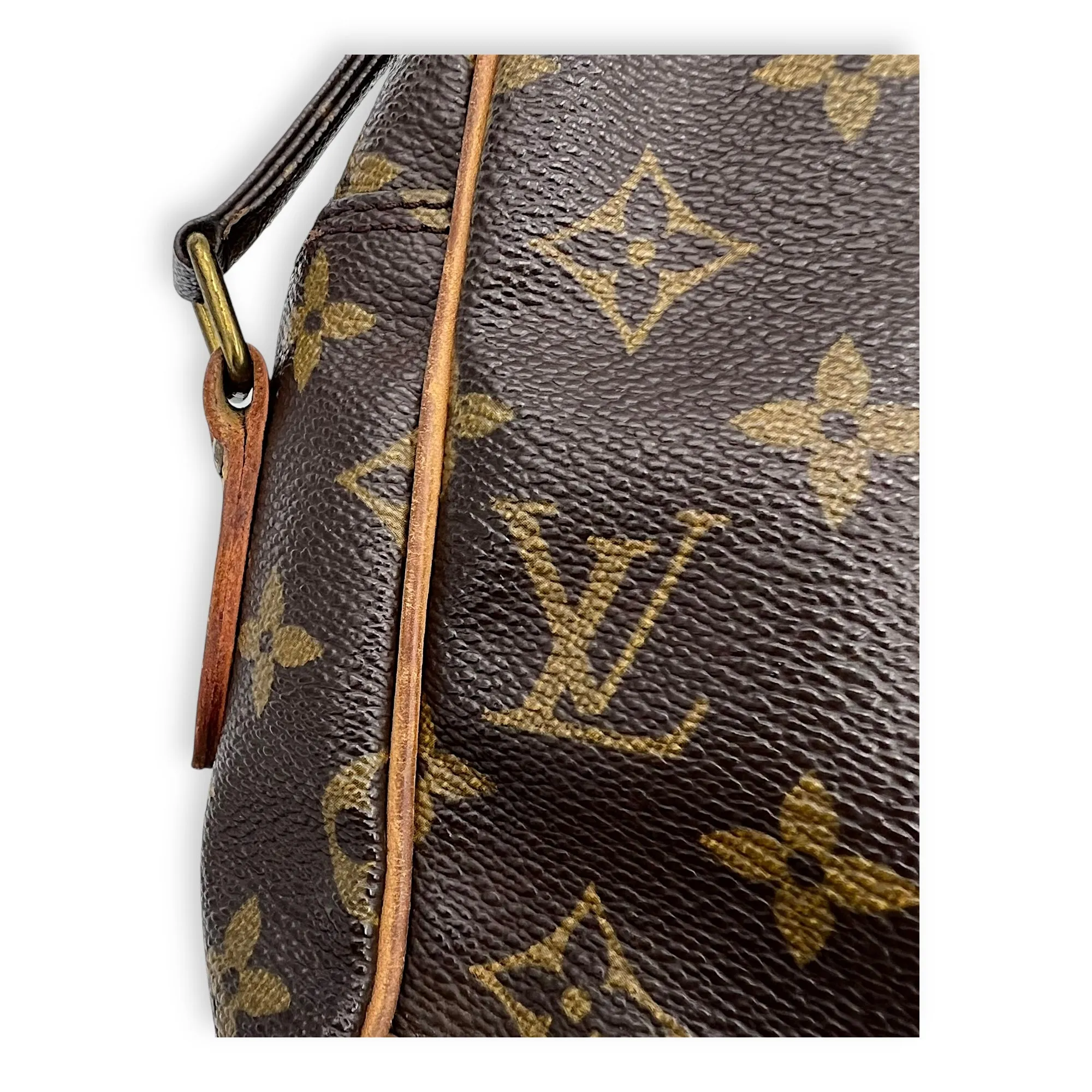 Nile Crossbody Bag Brown in Monogram Coated Canvas, Gold hardware