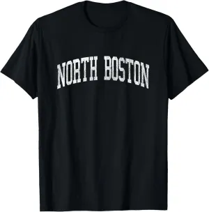 North Boston New York NY Vintage Athletic Sports Design T-Shirt