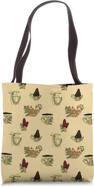 Northwest Mushroom Forest Biome Fungus, Natural Earth Tones Tote Bag