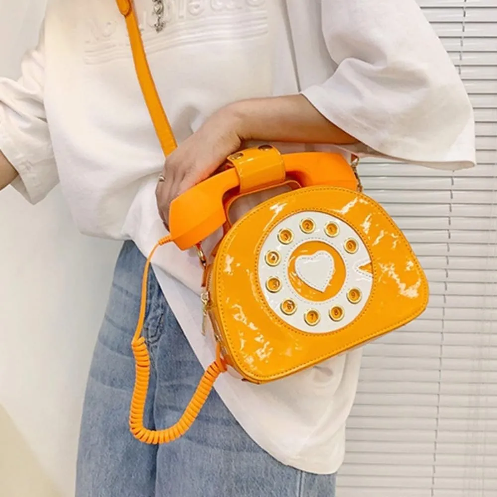 Novelty Call-shape Single Shoulder Bag Funny Crossbody Bag PU Leather Handbag and Purse