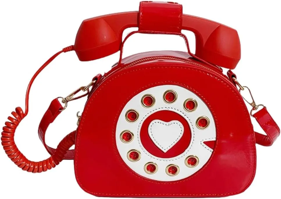 Novelty Call-shape Single Shoulder Bag Funny Crossbody Bag PU Leather Handbag and Purse