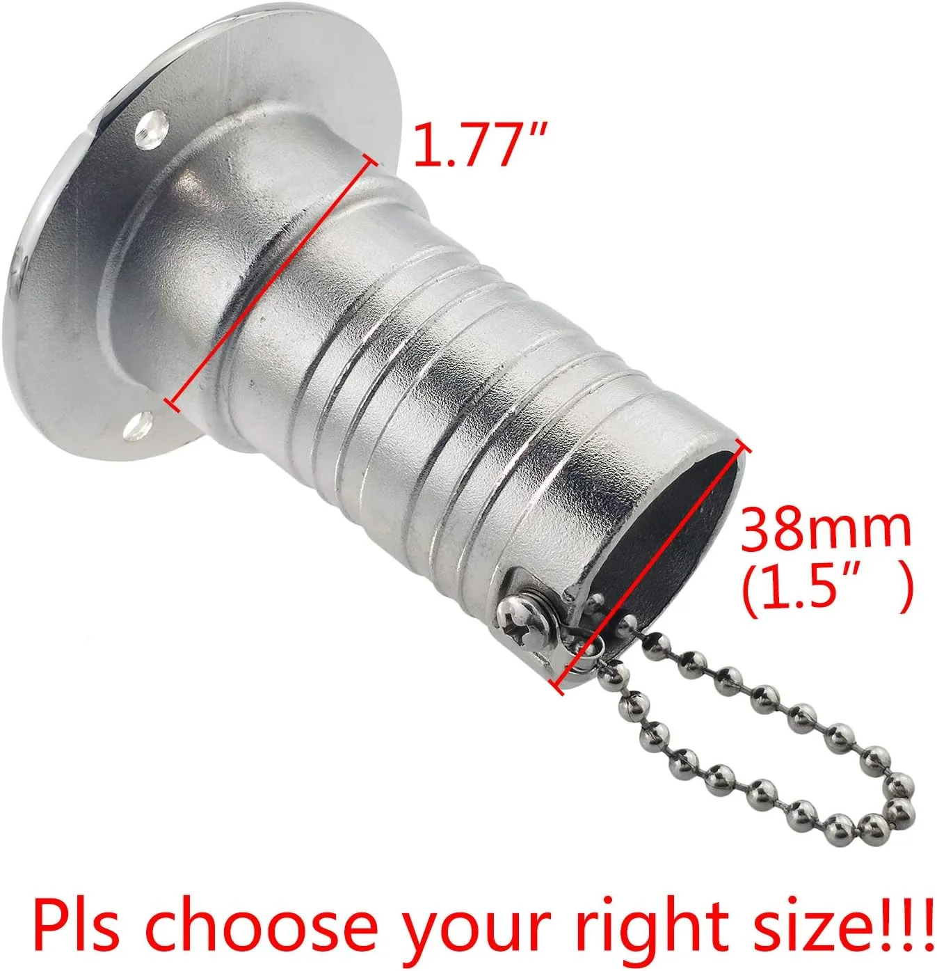 NRC&XRC New Casting 1-1/2"(38mm) Boat Deck Fill/Filler with Key Cap Marine 316 Stainless Steel Hardware for Boat Yacht Caravan
