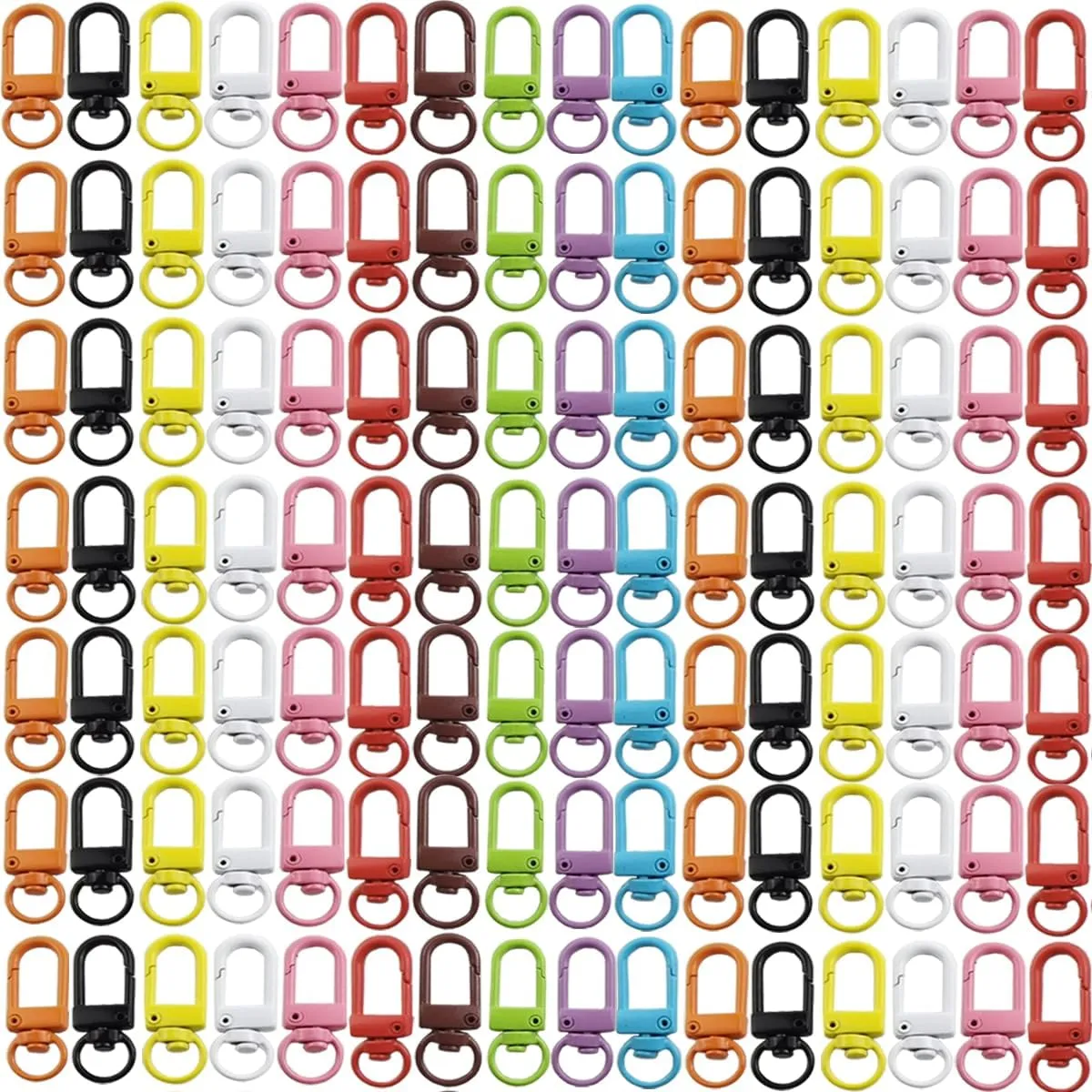 NSBELL 100PCS Lanyard Swivel Snap Hooks Heavy Duty Metal Lobster Claw Clasps for Backpack Charms, Zipper Pulls, Beads Projects, Colorful Little Clip