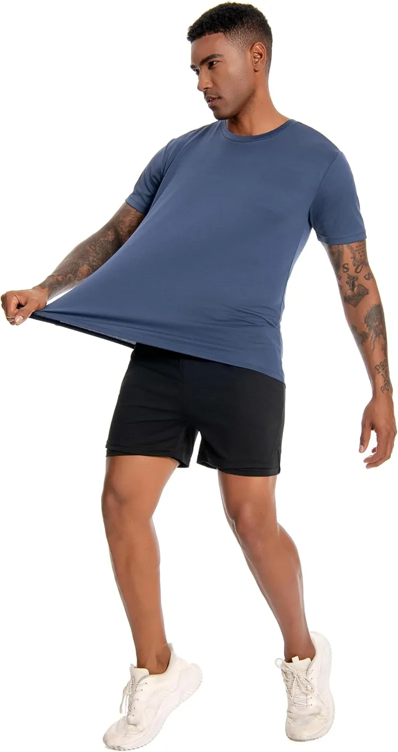 Nutria Mens Dry Fit Workout Shirts 3 Pack Short Sleeve Gym Athletic Running Tees Moisture Wicking Light Breathable Cool U18