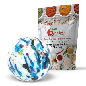 NY Spice Shop Giant Jawbreaker Candy - 1 Count Largest Big Jawbreaker - Unwrapped Colossal Jumbo Jawbreakers Hard Candy - Jawbreakers Candy Bulk - Mega Bruiser Jawbreaker Sucker - 3’’ Inches