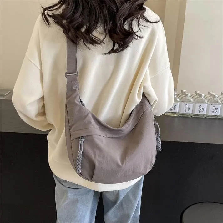 Nylon Crescent Crossbody Bag for Women Shoulder Tote Handbag Casual Sling Bag Dumpling Purse Bag for Outdoor Travel