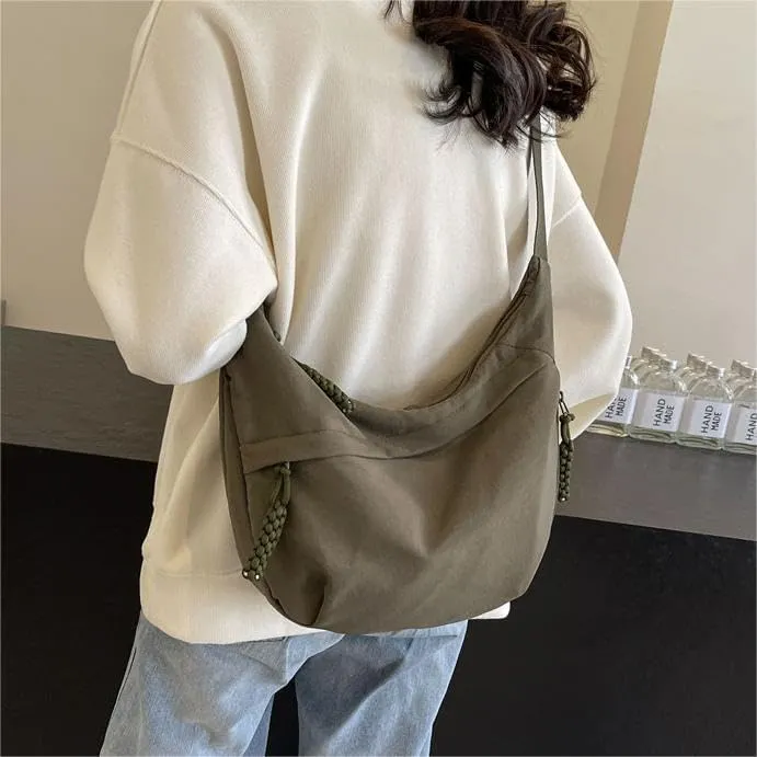 Nylon Crescent Crossbody Bag for Women Shoulder Tote Handbag Casual Sling Bag Dumpling Purse Bag for Outdoor Travel