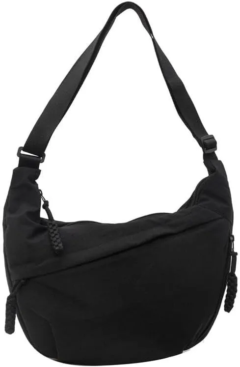 Nylon Crescent Crossbody Bag for Women Shoulder Tote Handbag Casual Sling Bag Dumpling Purse Bag for Outdoor Travel