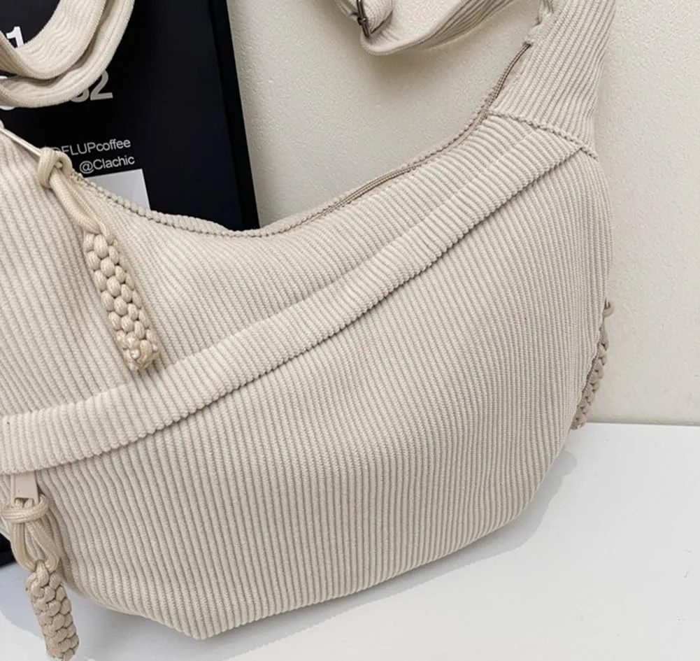 Nylon Crescent Crossbody Bag for Women Shoulder Tote Handbag Casual Sling Bag Dumpling Purse Bag for Outdoor Travel