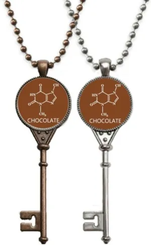 OFFbb-USA Chemical Molecular Structure Chocolate Key Necklace Pendant Jewelry Couple Decoration
