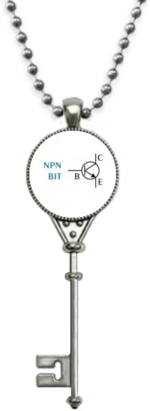 OFFbb-USA Circuit Physical Switching Power Supply Pendant Vintage Necklace Silver Key Jewelry