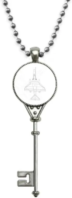 OFFbb-USA Fighter Aviation Line Art Deco Gift Fashion Pendant Vintage Necklace Silver Key Jewelry