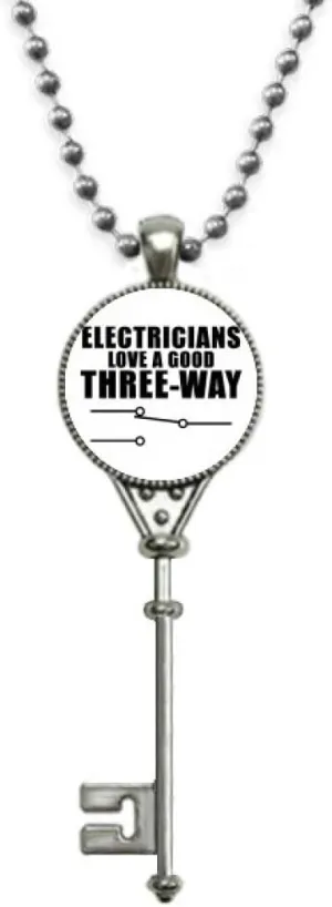 OFFbb-USA Personal Electric Switch Preferences Pendant Vintage Necklace Silver Key Jewelry