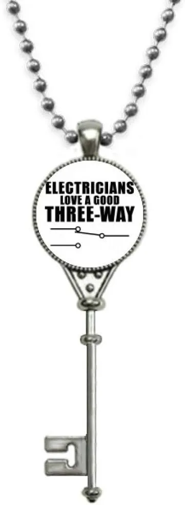 OFFbb-USA Personal Electric Switch Preferences Pendant Vintage Necklace Silver Key Jewelry
