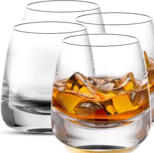 Ohnijialit Crystal Whiskey Glasses Premium 10 OZ Old Fashioned Cocktails Glasses-Thick Weighted Bottom Rocks Glasses Hand Blown Scotch Glasses Perfect for Cocktail, Bourbon, Scotch Manhattans (4 Pcs)
