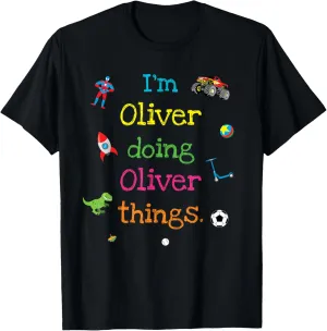 Oliver Cute Personalized Kid's Cartoon Gift Top For Boys T-Shirt
