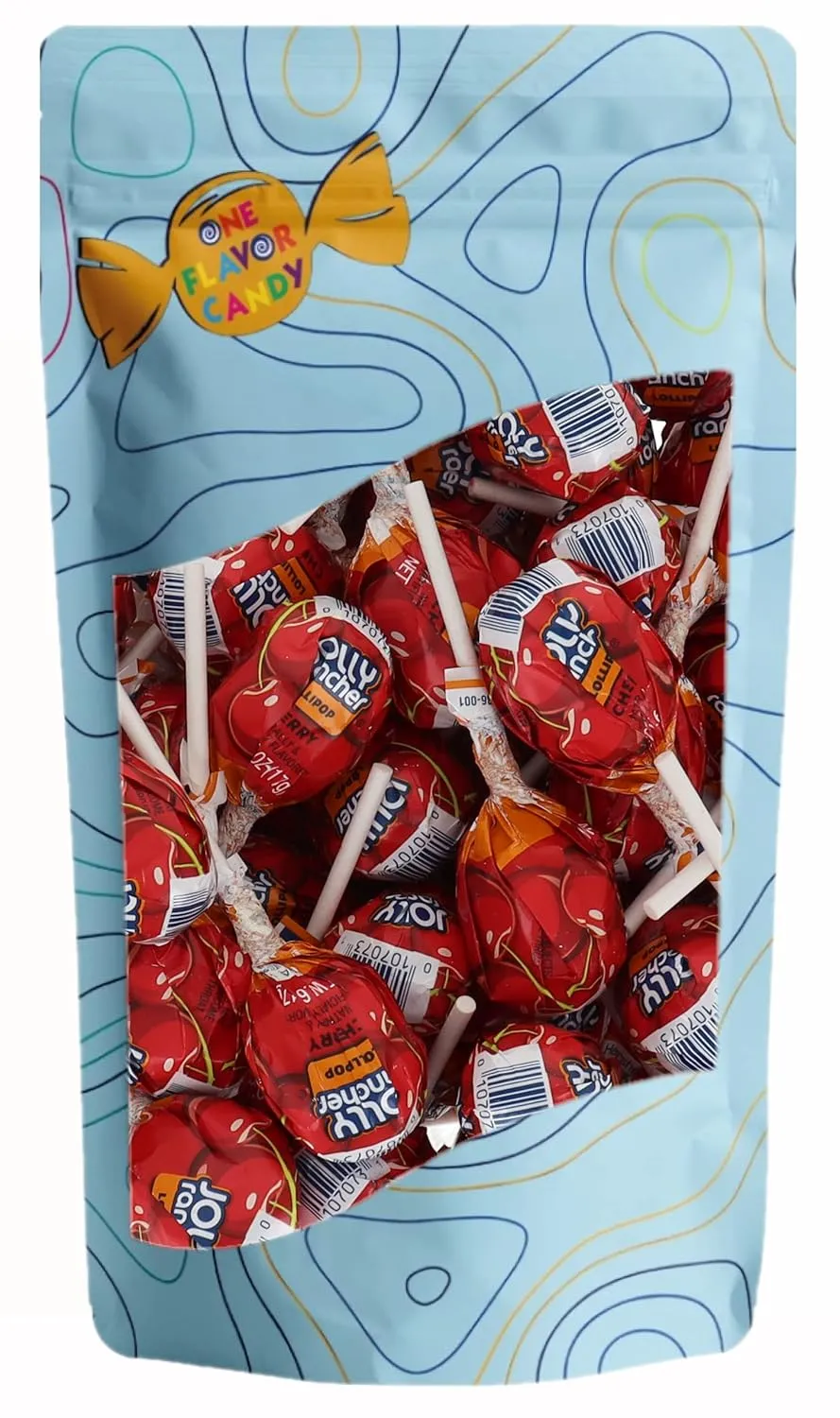 One Flavor Candy Jolly Ranchers Lollipop Lolli Pops Bulk in Resealable Bag (Cherry, Pack of 20)