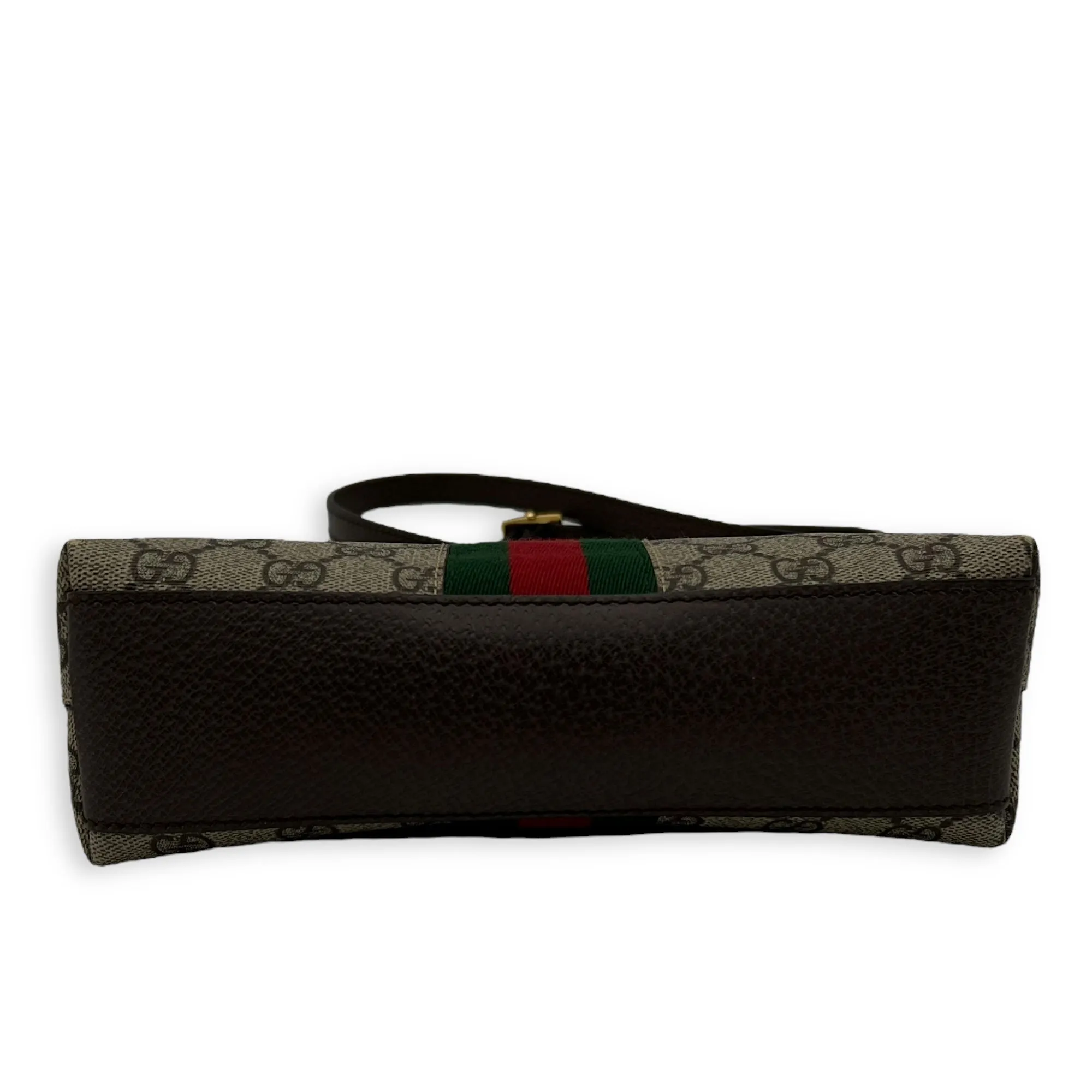 Ophidia Crossbody Bag Brown in Coated Canvas, Gold hardware
