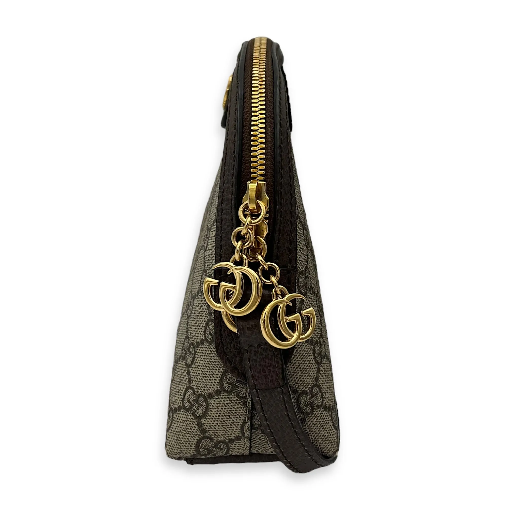 Ophidia Crossbody Bag Brown in Coated Canvas, Gold hardware