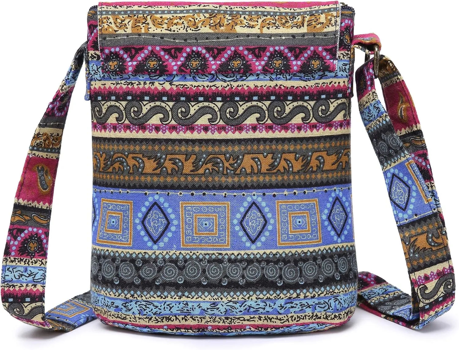 OPQRSTU Women's Retro Small Size Canvas Shoulder Bag Hippie Boho Crossbody Handbag