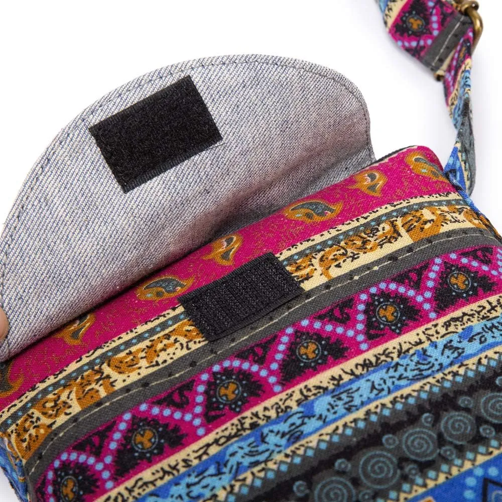 OPQRSTU Women's Retro Small Size Canvas Shoulder Bag Hippie Boho Crossbody Handbag