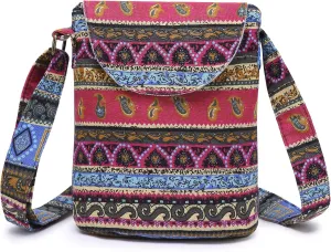 OPQRSTU Women's Retro Small Size Canvas Shoulder Bag Hippie Boho Crossbody Handbag