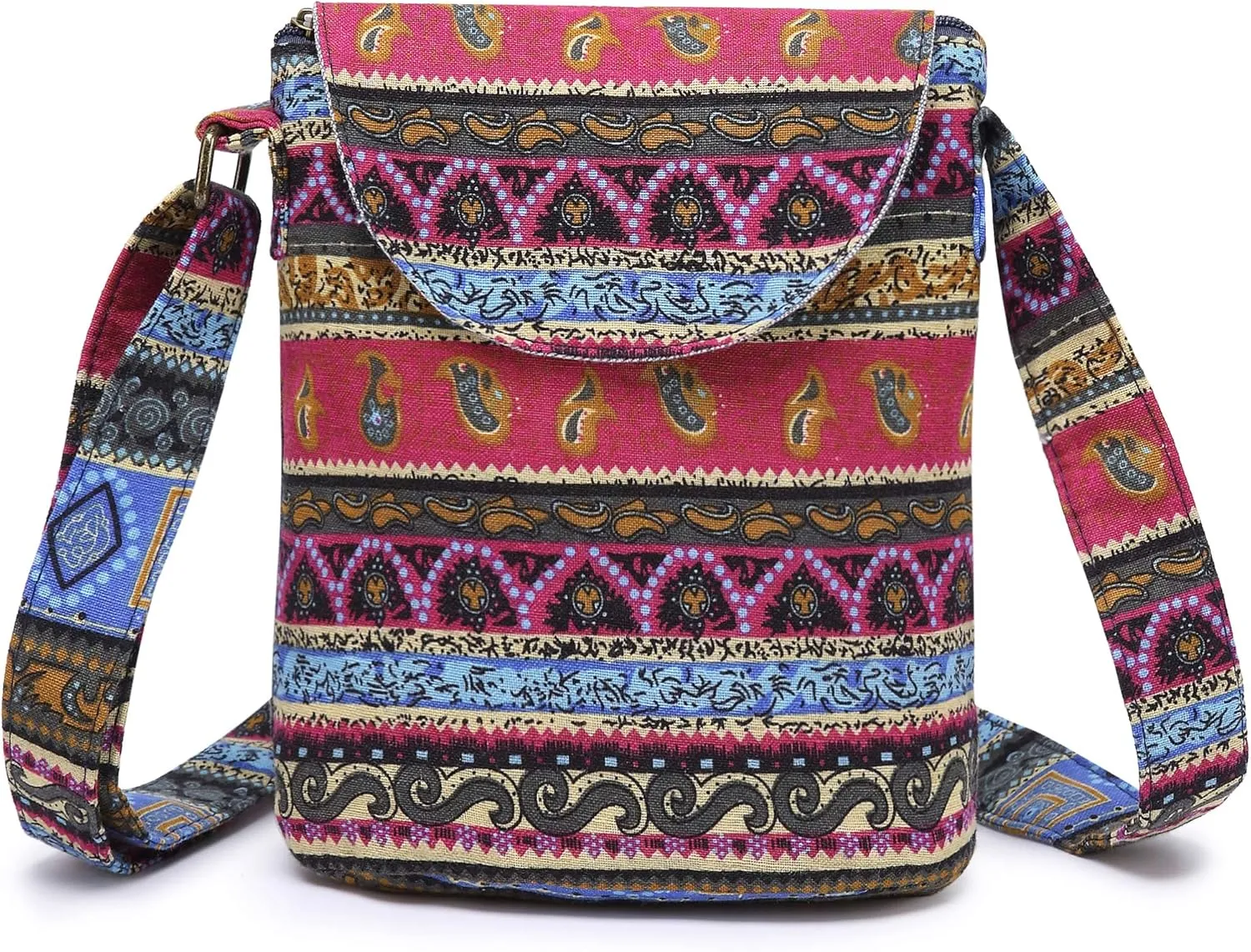 OPQRSTU Women's Retro Small Size Canvas Shoulder Bag Hippie Boho Crossbody Handbag