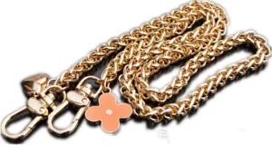 Orange Clover Heart-Shaped Pendant Type Twist Golden Chain Strap for Purse Shoulder Cross Body Bag Replacement Metal Strap (Length 55 inch)