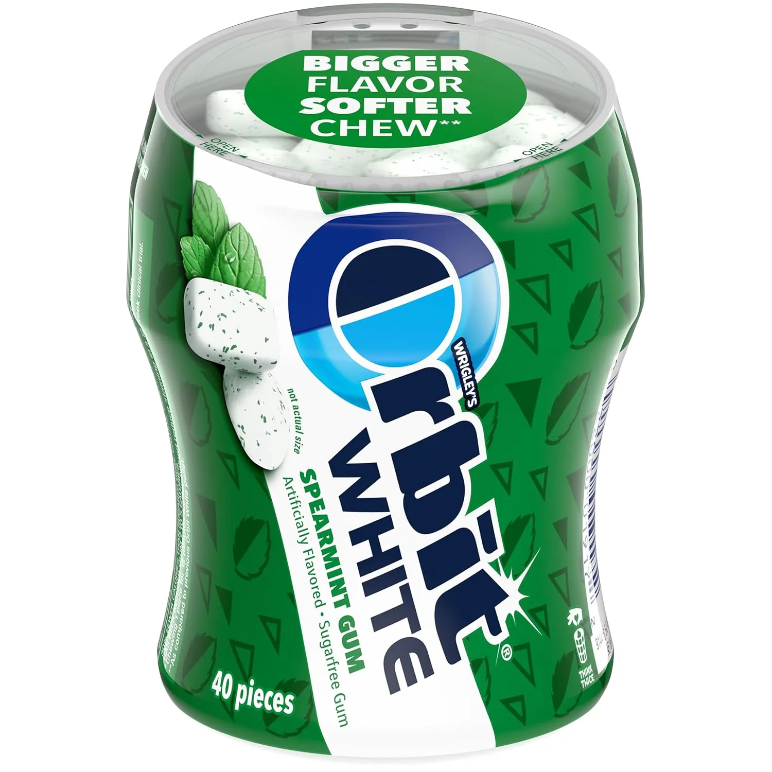 Orbit Gum White Spearmint Gum, 40 Piece Bottle (Pack of 6), Sugar Free Chewing Gum