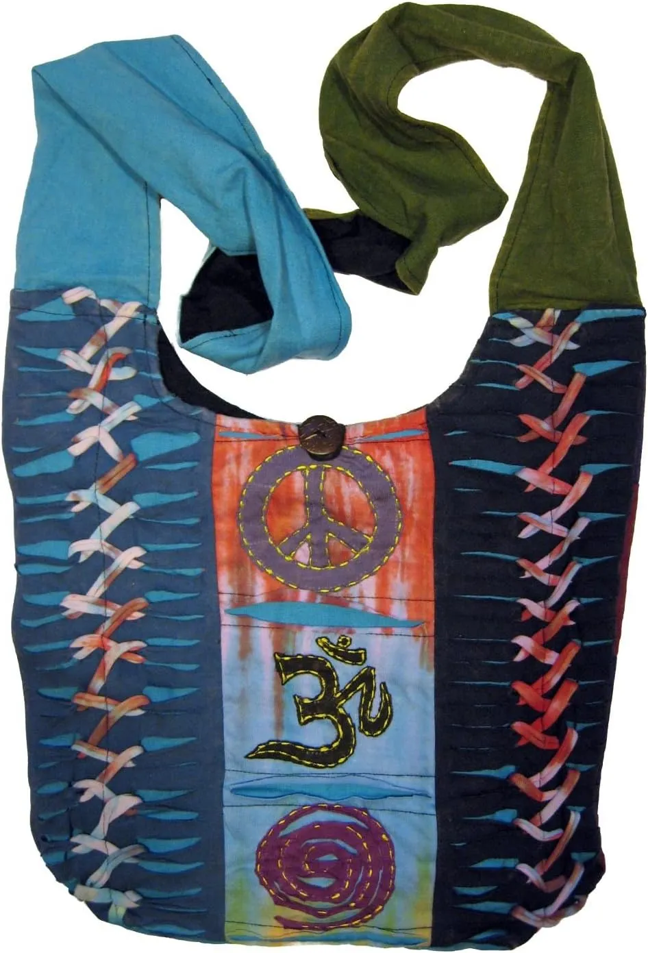 Original Collections Bohemian Hippie Crossbody Peace Sign Shoulder Bag Purse Large