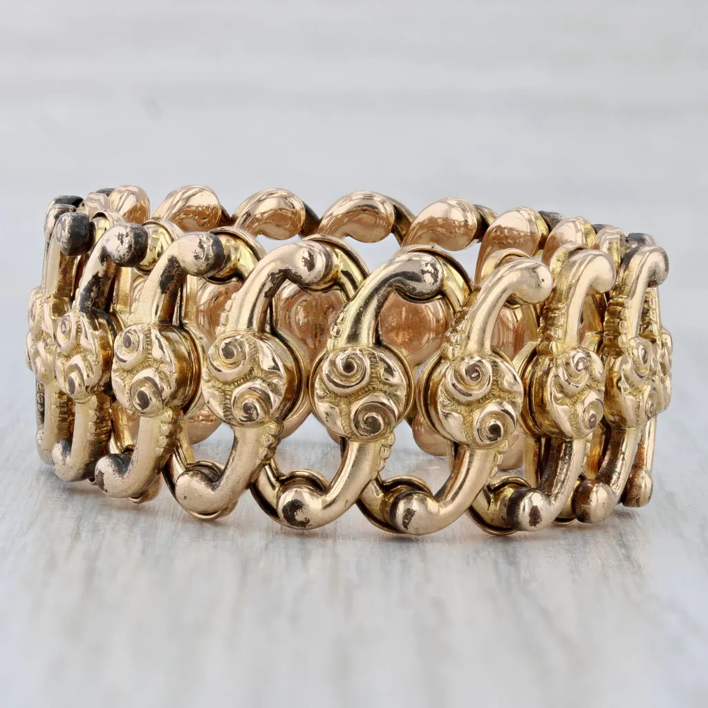 Ornate Antique Expandable Bracelet Yellow Gold Filled 4.5 - 9.25" 19mm