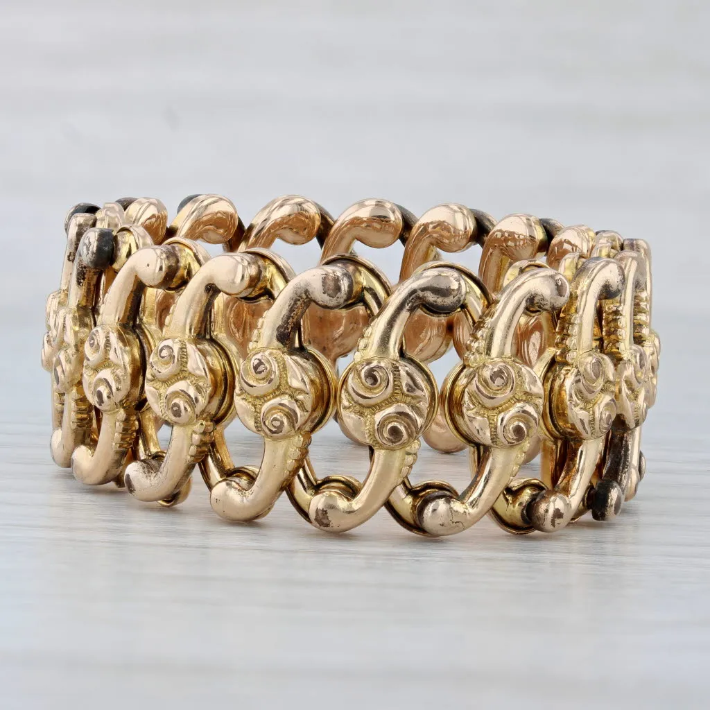 Ornate Antique Expandable Bracelet Yellow Gold Filled 4.5 - 9.25" 19mm