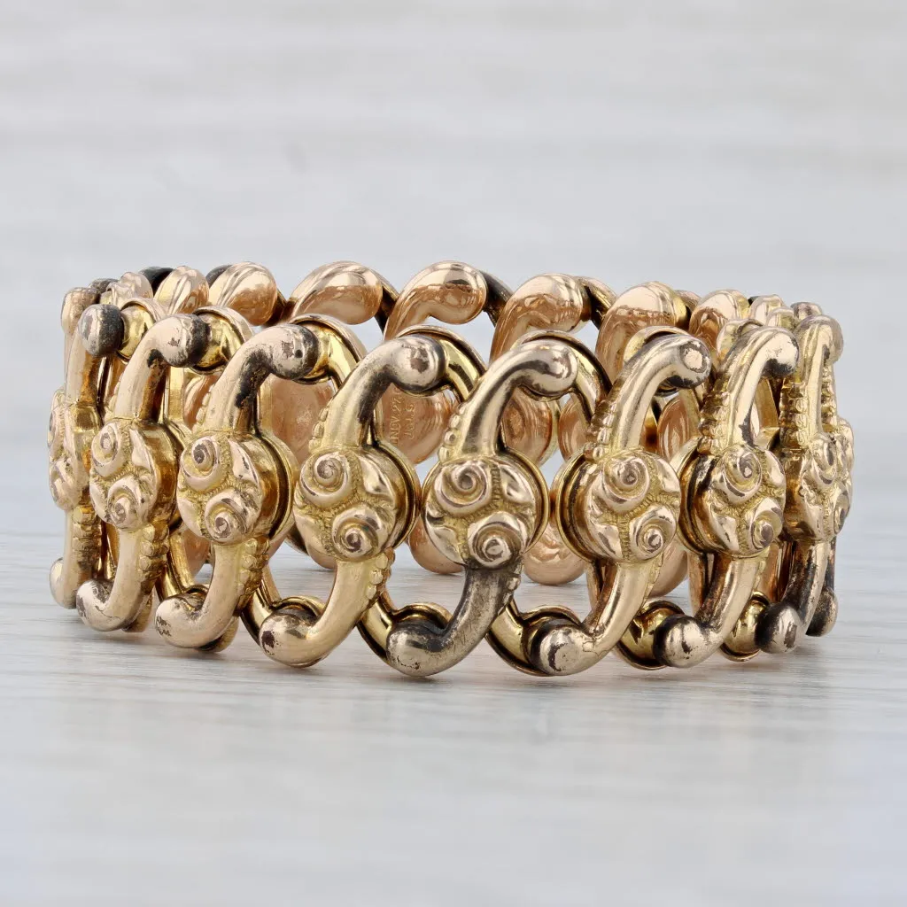 Ornate Antique Expandable Bracelet Yellow Gold Filled 4.5 - 9.25" 19mm