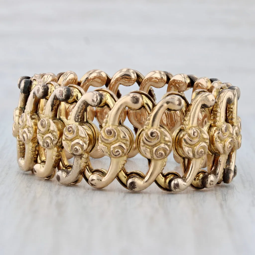 Ornate Antique Expandable Bracelet Yellow Gold Filled 4.5 - 9.25" 19mm