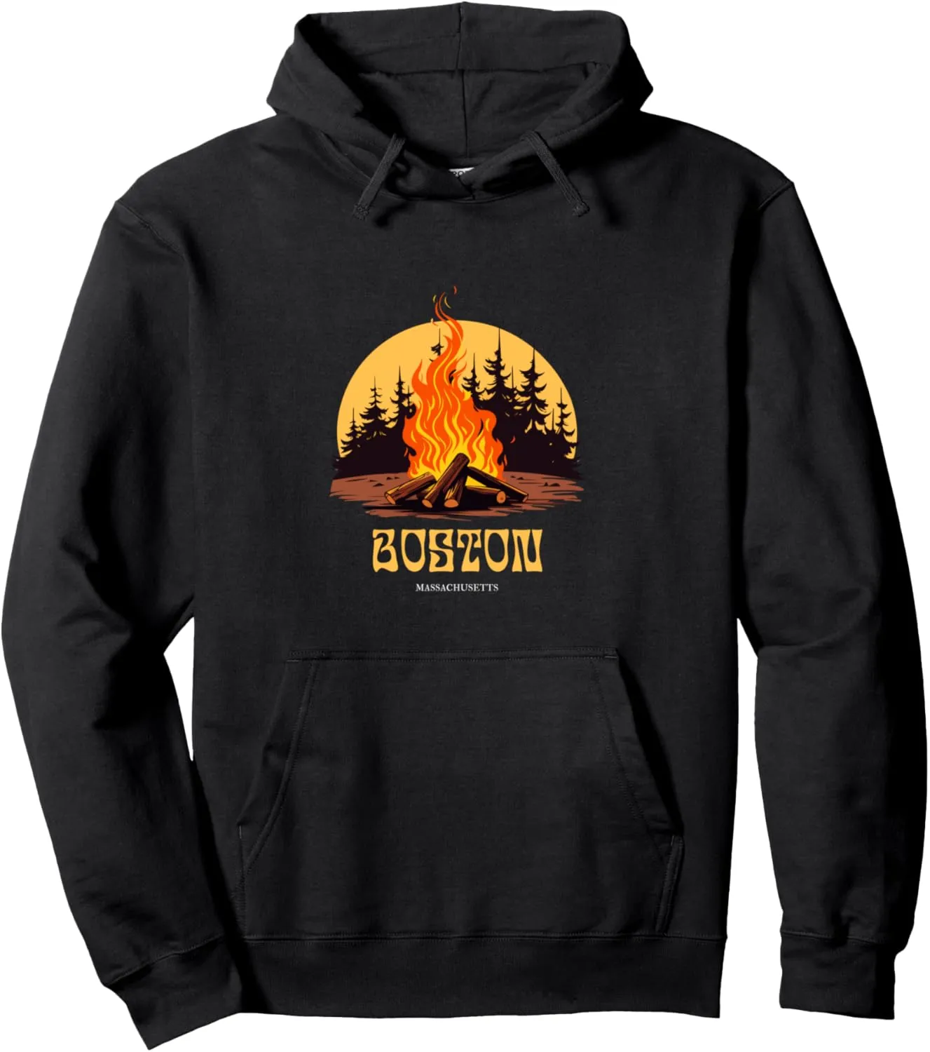 Outdoor Camping Vacation Boston Massachusetts Pullover Hoodie