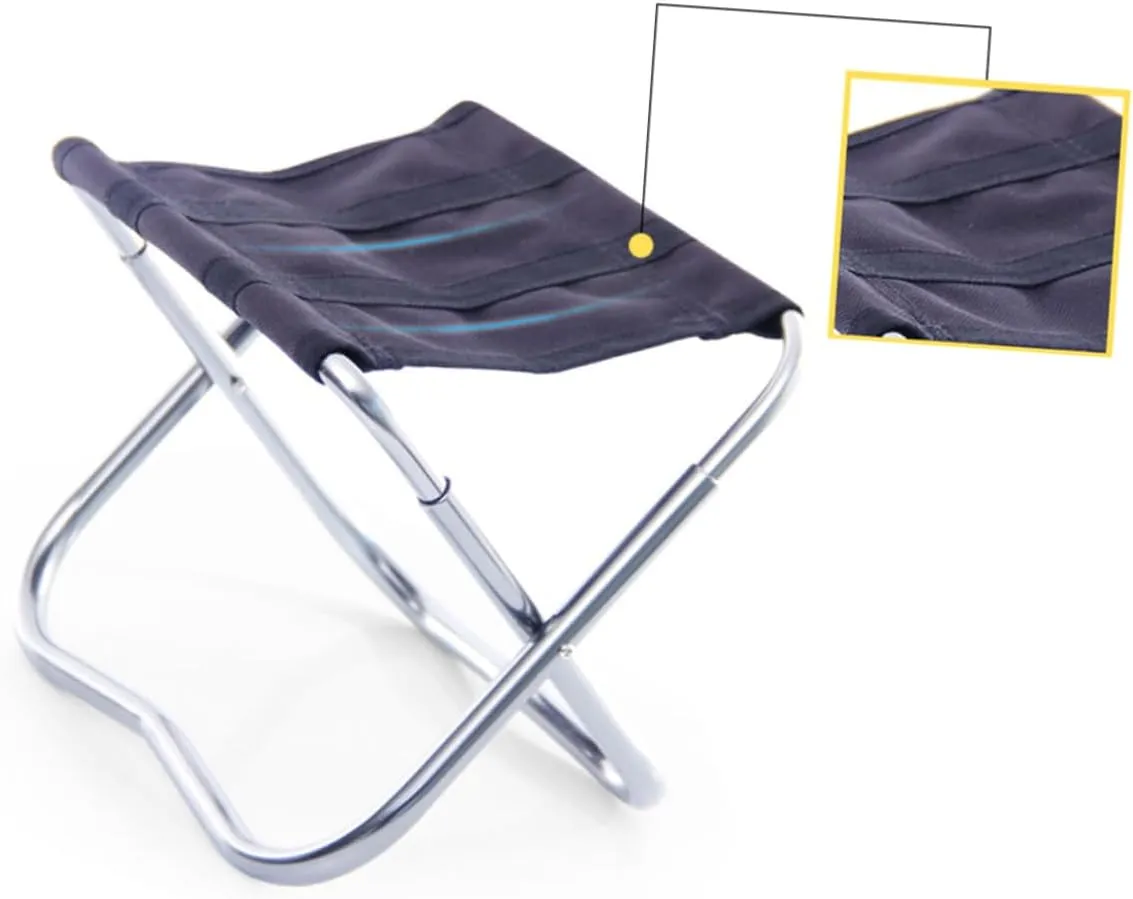 Outdoor Folding Stool Lightweight Portable Camping Chair for Adults for Fishing BBQ Travel Beach Collapsible Design Black Silver