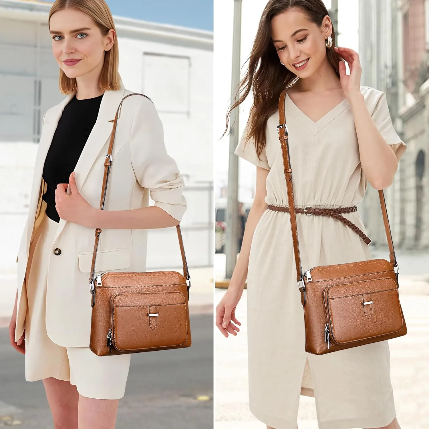 Over Earth Genuine Leather Crossbody Bags for Women Small Ladies Handbags and Purses with Card Slots