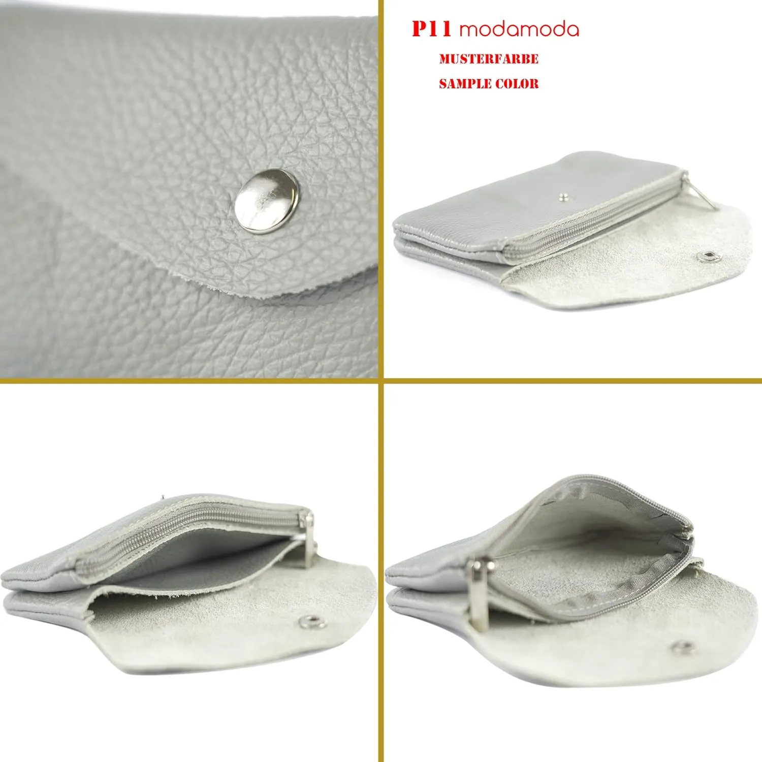P11 - ital. Leder Damen Geldbörse Portemonnaie Medium (Blue)