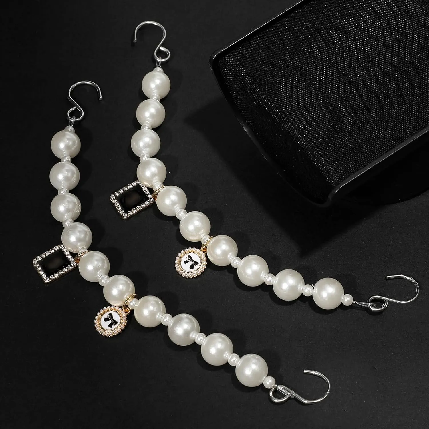 Pack of 17pcs Bling Shoe Charms for Women, Pair of Pearl Shoe Chains, 12Pcs Girly Jewelry Decoration Charms for Clog Sandals, DIY Flower Pearl Charm Accessories for Adult, Party Favors Birthday Gifts