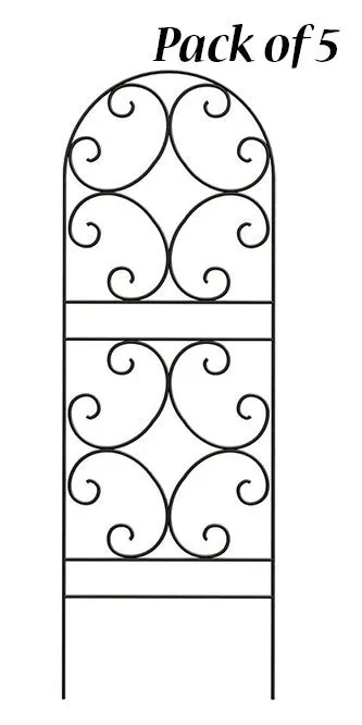 Panacea Scroll Trellises, Black, 72"H, Pack of 5