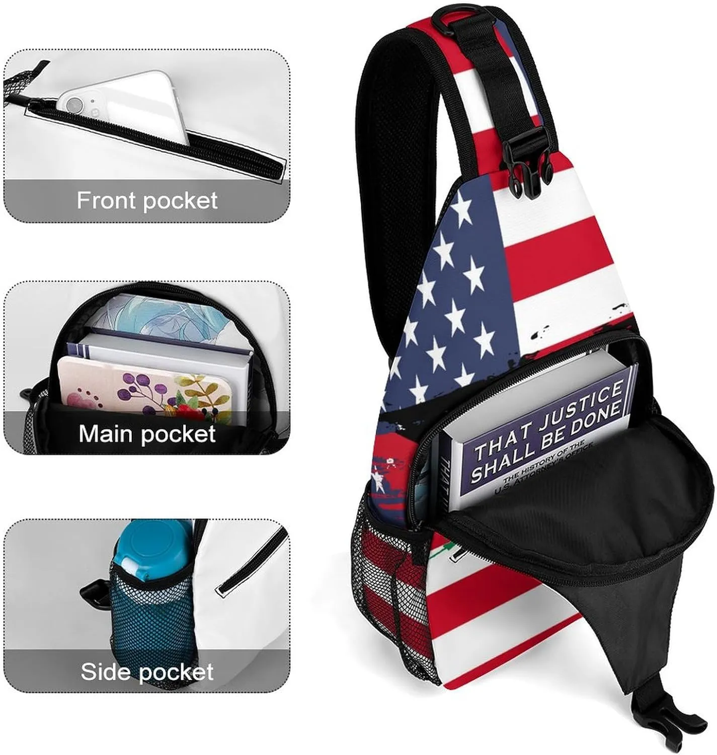 Panama Flag Hand Drawn Sling Bag Crossbody Chest Bag Shoulder Bag For Travel Hiking Cycling Camping