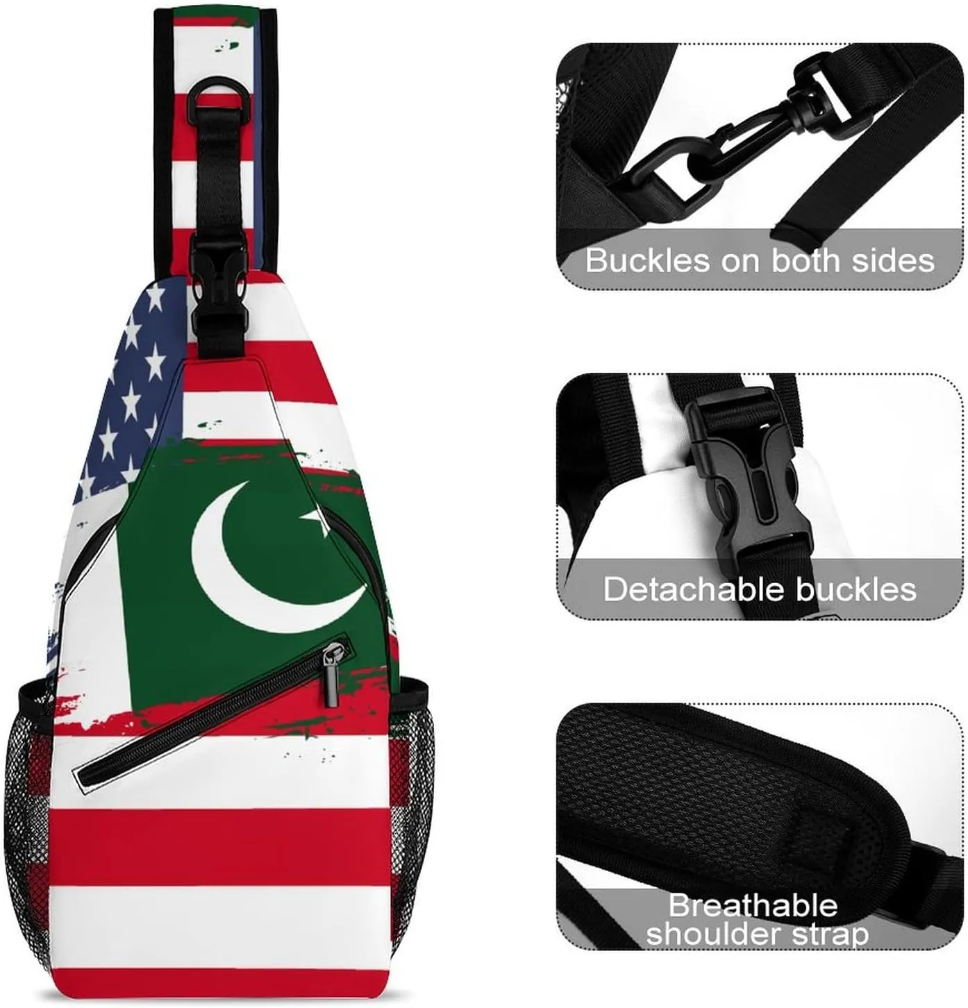 Panama Flag Hand Drawn Sling Bag Crossbody Chest Bag Shoulder Bag For Travel Hiking Cycling Camping