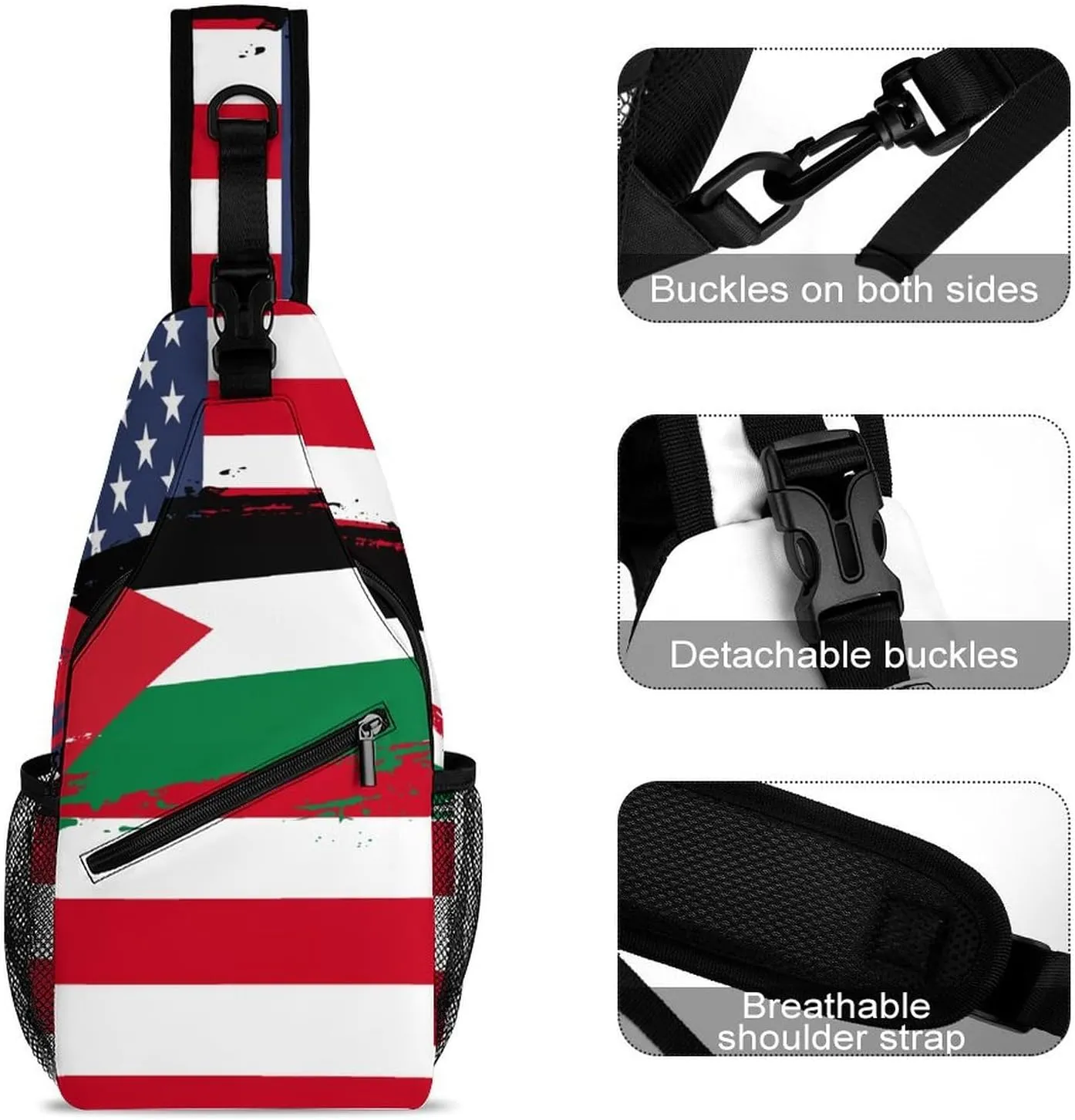 Panama Flag Hand Drawn Sling Bag Crossbody Chest Bag Shoulder Bag For Travel Hiking Cycling Camping