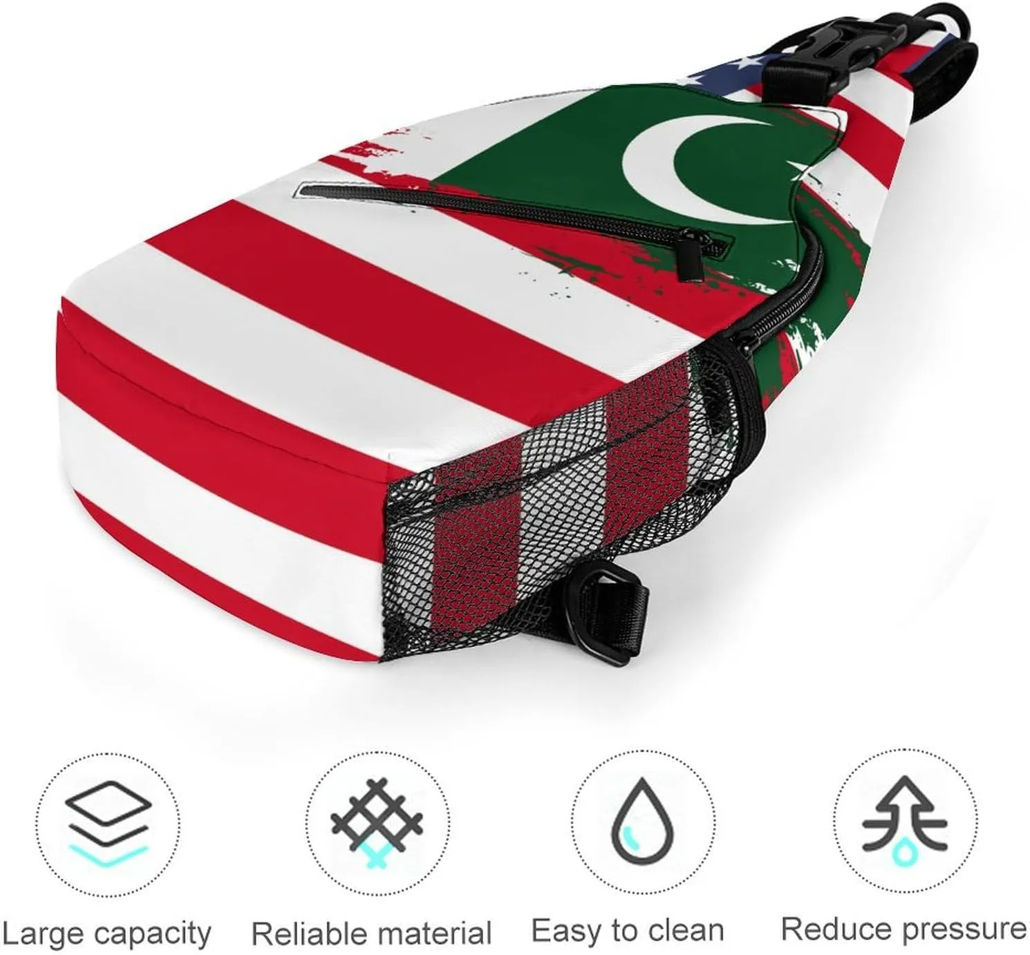 Panama Flag Hand Drawn Sling Bag Crossbody Chest Bag Shoulder Bag For Travel Hiking Cycling Camping