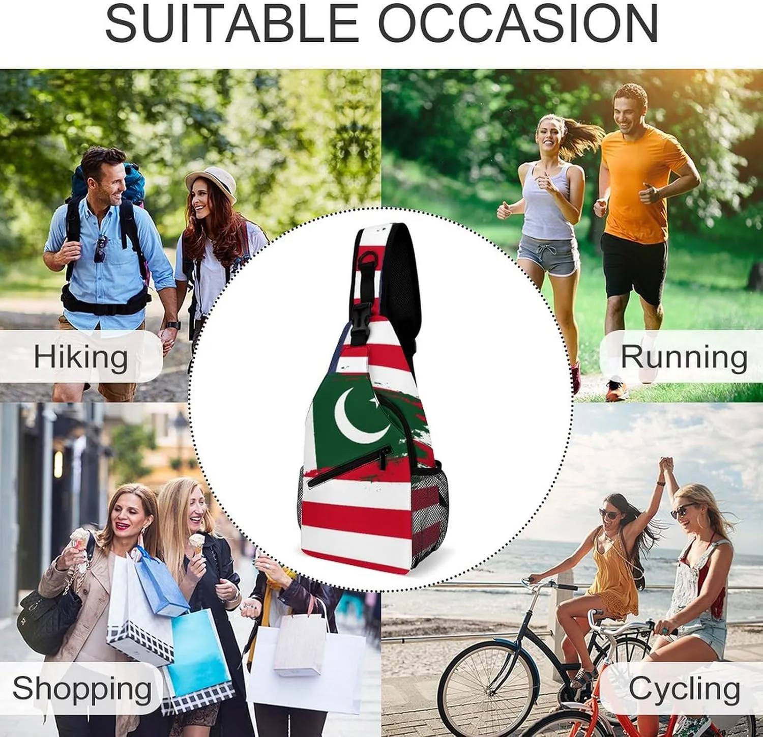 Panama Flag Hand Drawn Sling Bag Crossbody Chest Bag Shoulder Bag For Travel Hiking Cycling Camping